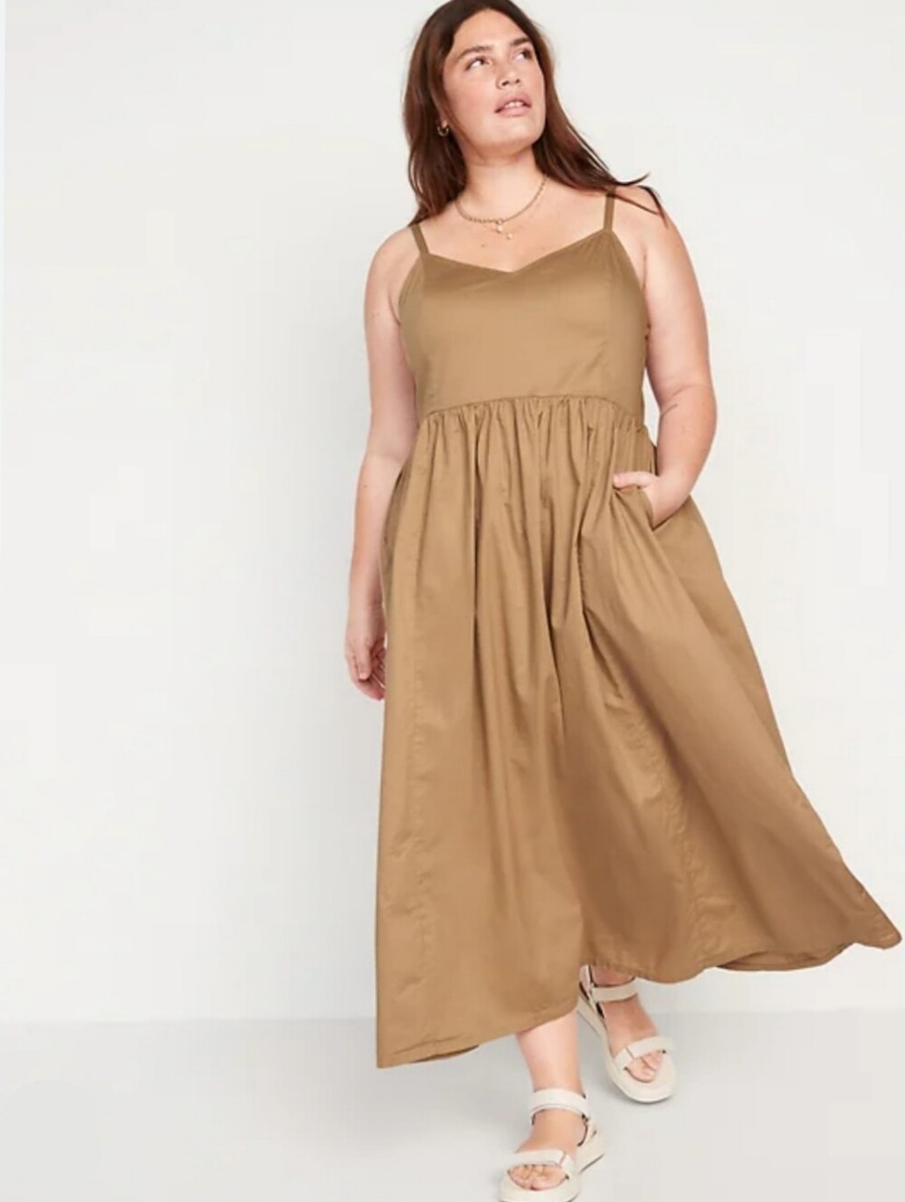 H&M Cotton-Poplin Cami Swing Maxi